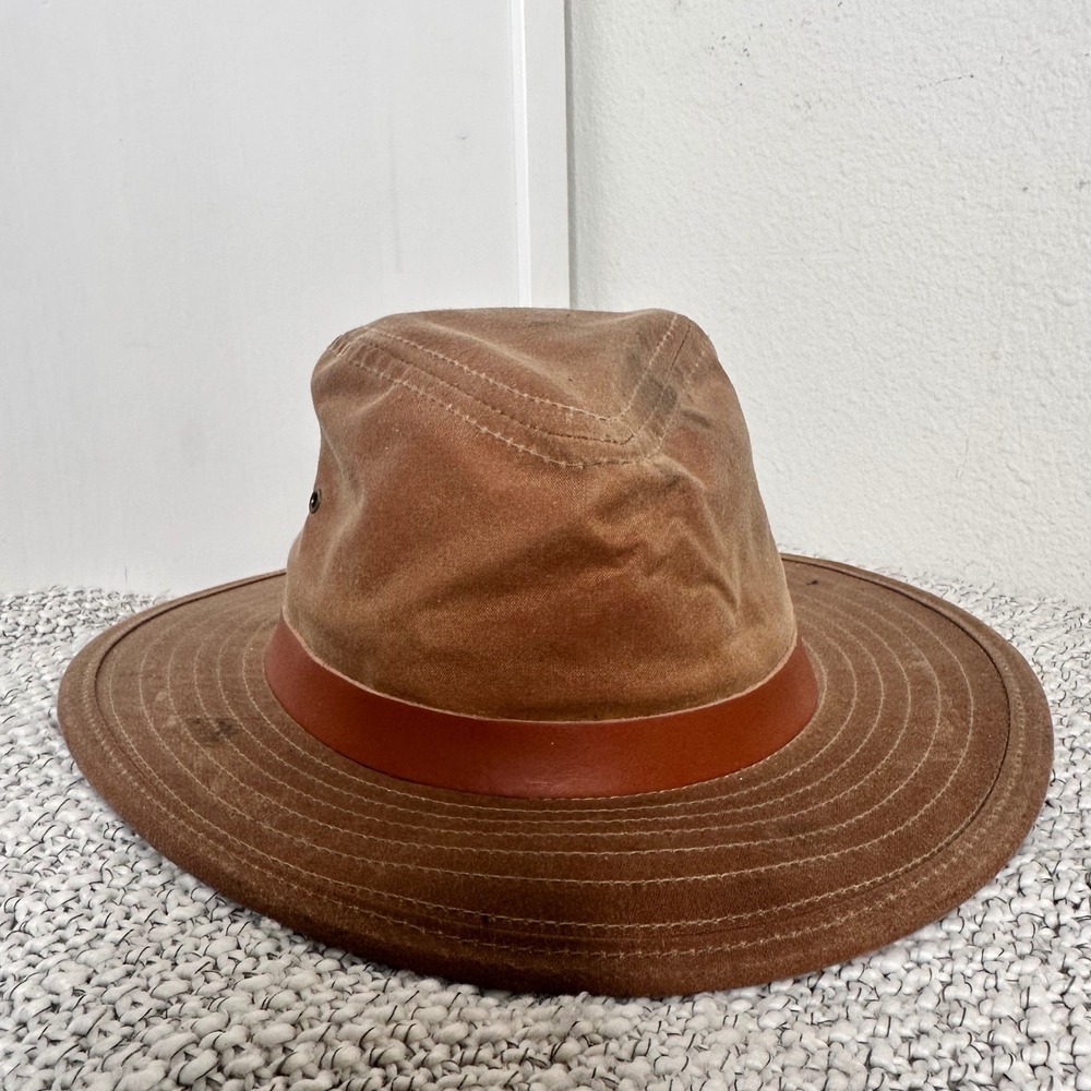 Tom Beckbe Mens Tensaw Hat Tobacco Brown Waxed Cotton Canvas Leather Band L